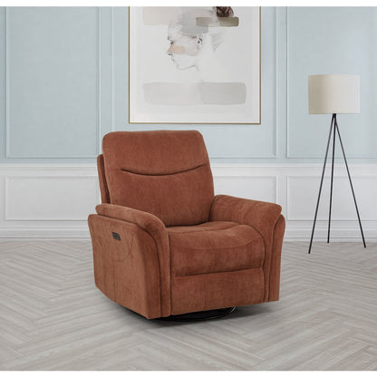 Adler Upholstered Power Swivel Glider Recliner Rust