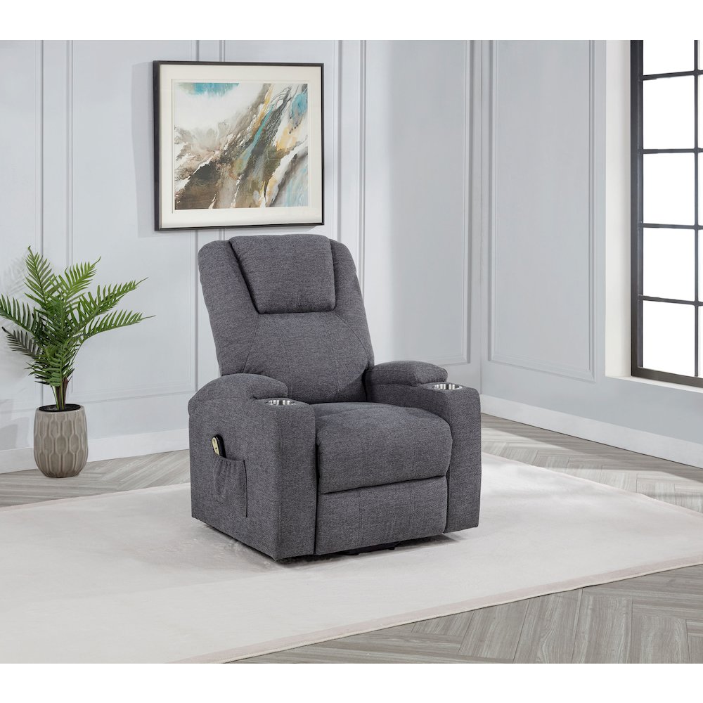 Louie Chenille Upholstered Power Lift Massage Chair Grey