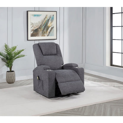 Louie Chenille Upholstered Power Lift Massage Chair Grey