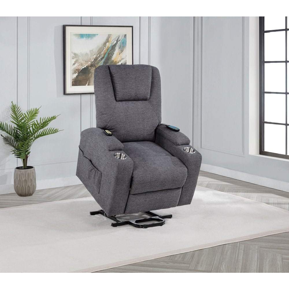 Louie Chenille Upholstered Power Lift Massage Chair Grey