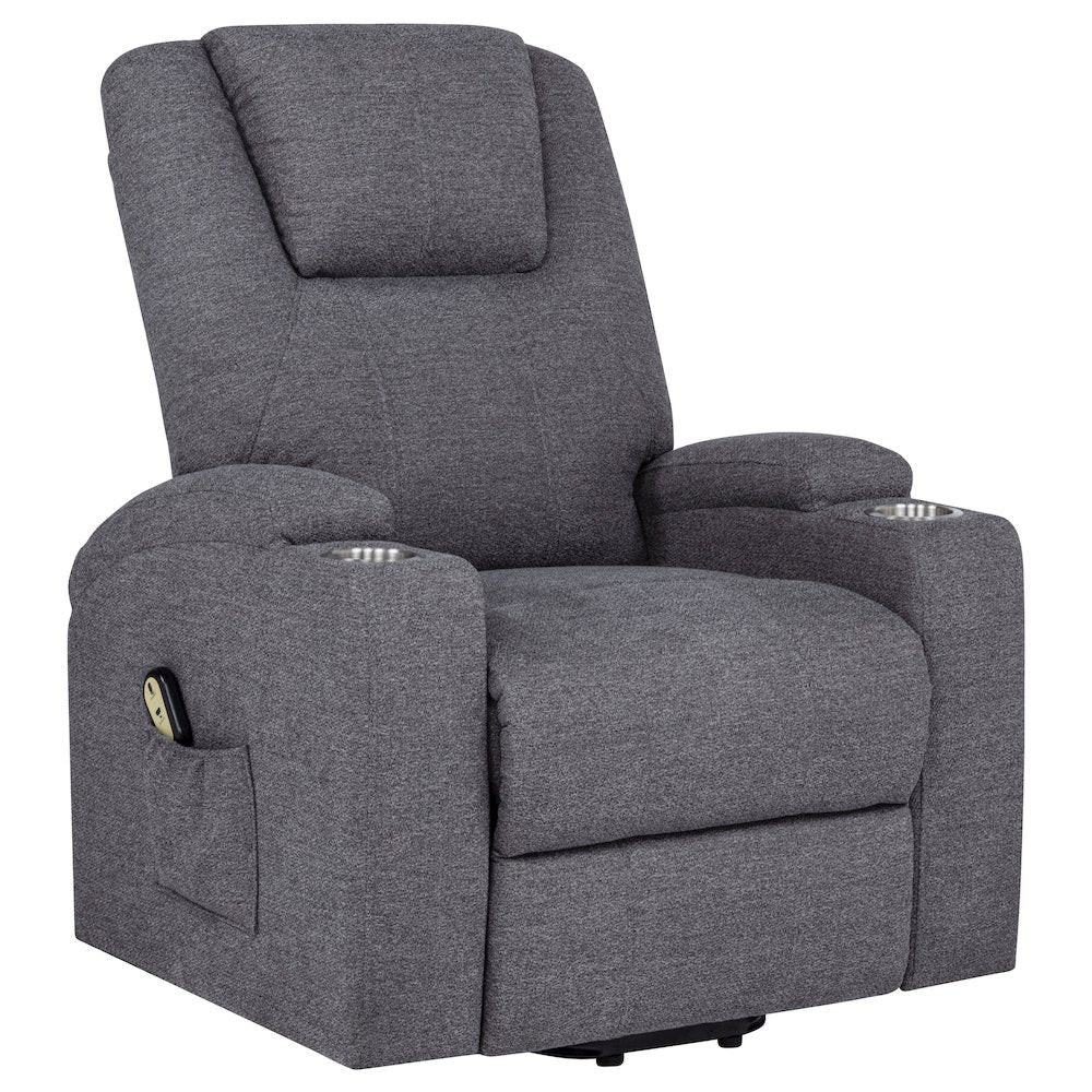 Louie Chenille Upholstered Power Lift Massage Chair Grey