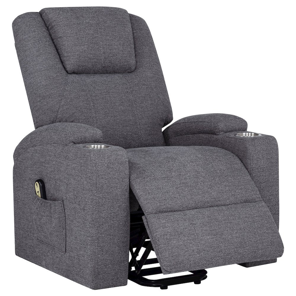 Louie Chenille Upholstered Power Lift Massage Chair Grey