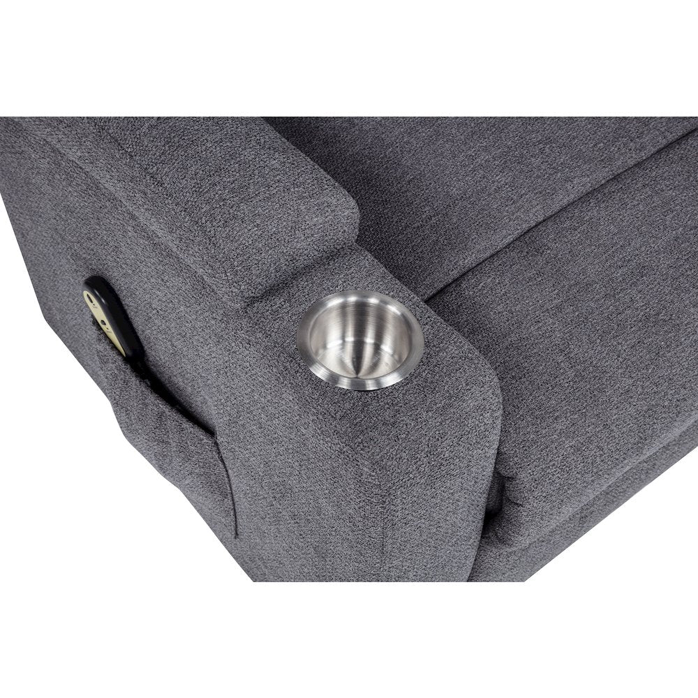 Louie Chenille Upholstered Power Lift Massage Chair Grey