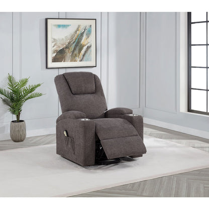 Louie Chenille Upholstered Power Lift Massage Chair Brown