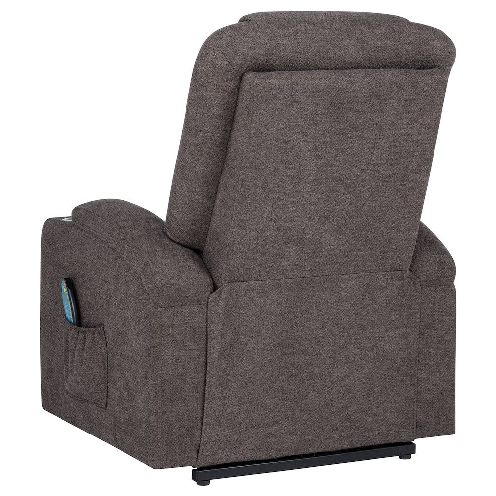 Louie Chenille Upholstered Power Lift Massage Chair Brown