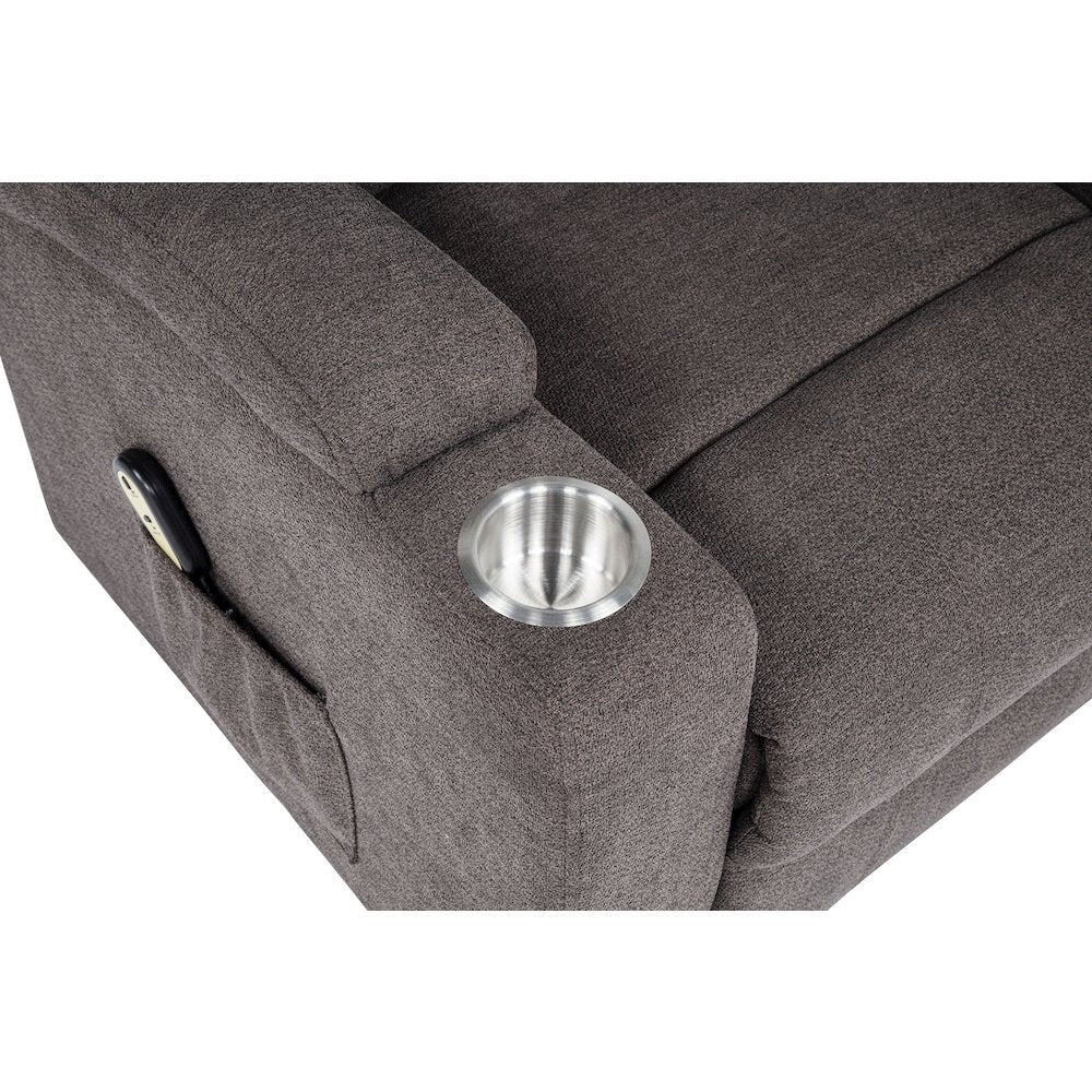 Louie Chenille Upholstered Power Lift Massage Chair Brown