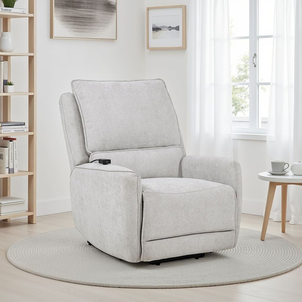 Sylmar Chenille Upholstered Dual Power Lift Recliner Grey