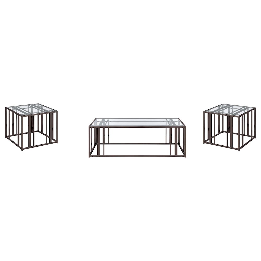 Adri 3-piece Coffee and End Table Set Black Nickel