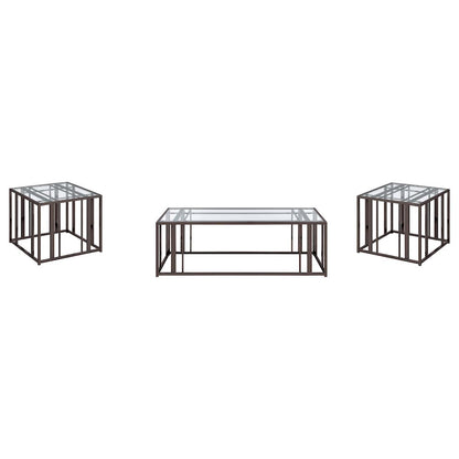 Adri 3-piece Coffee and End Table Set Black Nickel