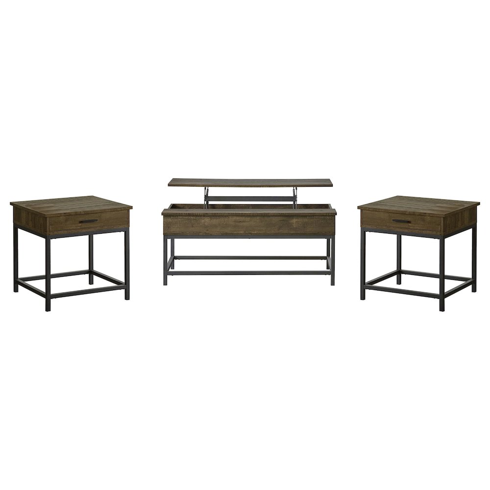 Byers 3-piece Lift Top Coffee and End Table Set Brown Oak