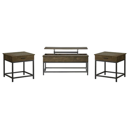 Byers 3-piece Lift Top Coffee and End Table Set Brown Oak