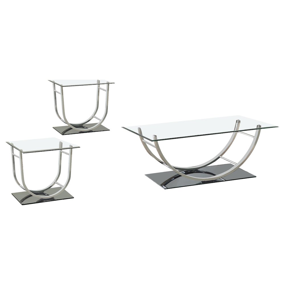 Danville 3-piece Glass Top Coffee and End Table Set Chrome