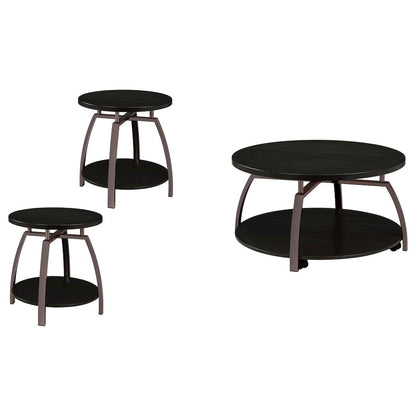 Dacre 3-piece Round Coffee and End Table Set Dark Charcoal