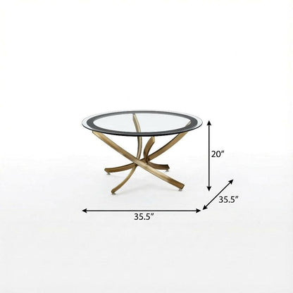 Rose Brass 3-Piece Round Living Room Table Set with Contemporary Design