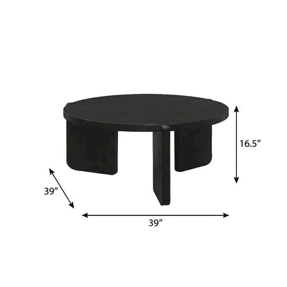 Black 2-Piece Solid Wood Coffee and End Table Set with Round Tops