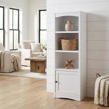 White 3-Shelf Media Tower With Gunmetal Finish And Transitional Style
