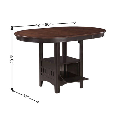 5-Piece Counter Height Dining Set, Light Chestnut Wood, Oval Table