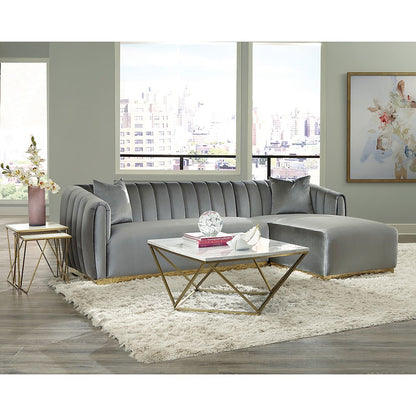 Meryl Square Faux Marble Top Coffee Table White and Gold