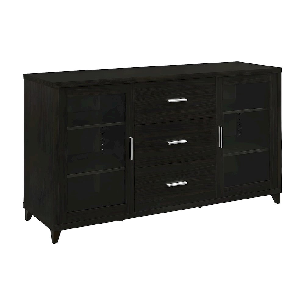 Engineered Wood TV Stand with 2-Door Storage for Living Room, Cappuccino