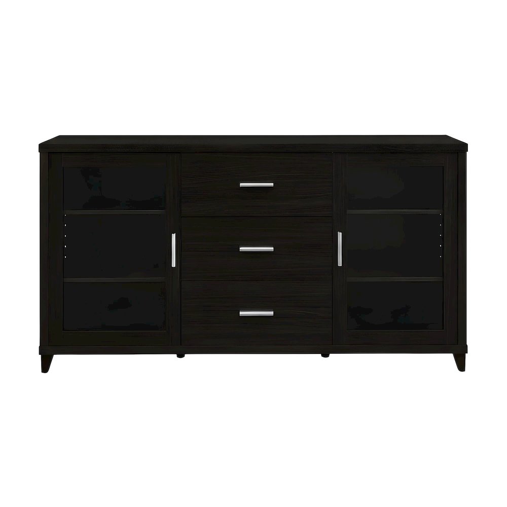 Engineered Wood TV Stand with 2-Door Storage for Living Room, Cappuccino