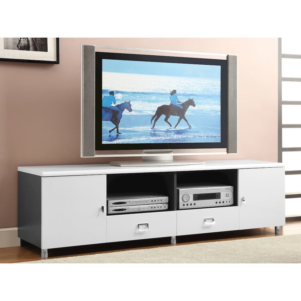 Burkett 2-door Engineered Wood 71" TV Stand White High Gloss