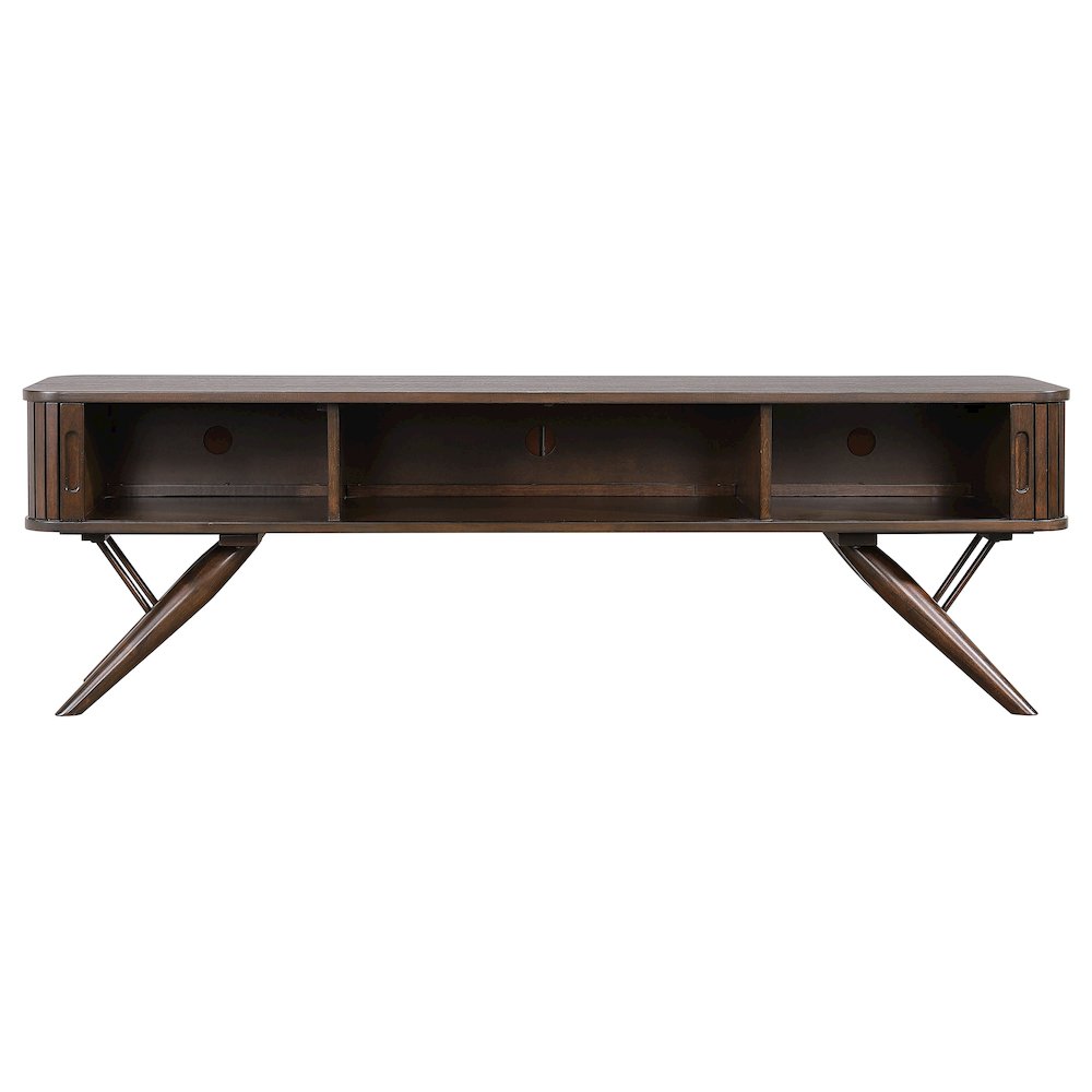 Valna Wood 71" TV Stand with Sliding Doors Walnut