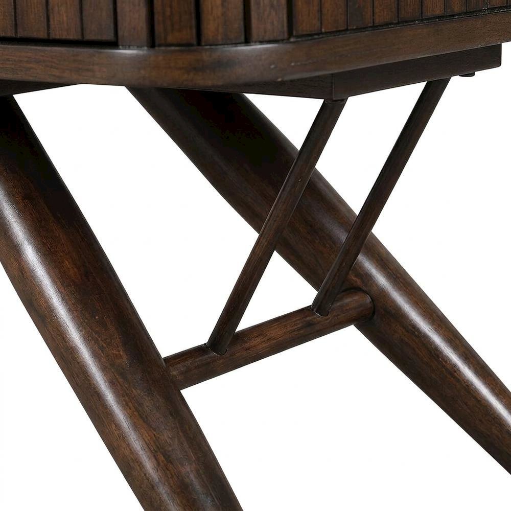 Mid-Century Modern Wood TV Stand with Sliding Doors for Living Room, Walnut