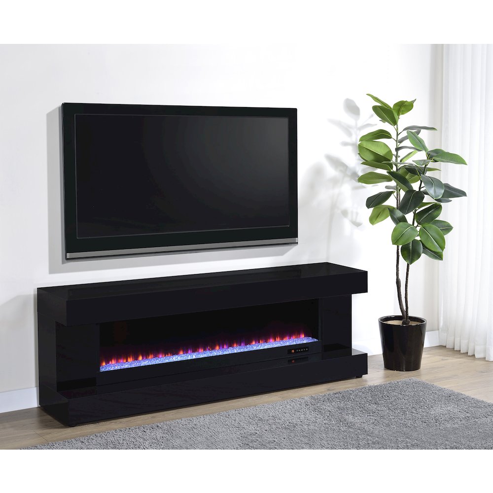 Mallory TV Stand Fireplace Console Bluetooth Speaker Black High Gloss