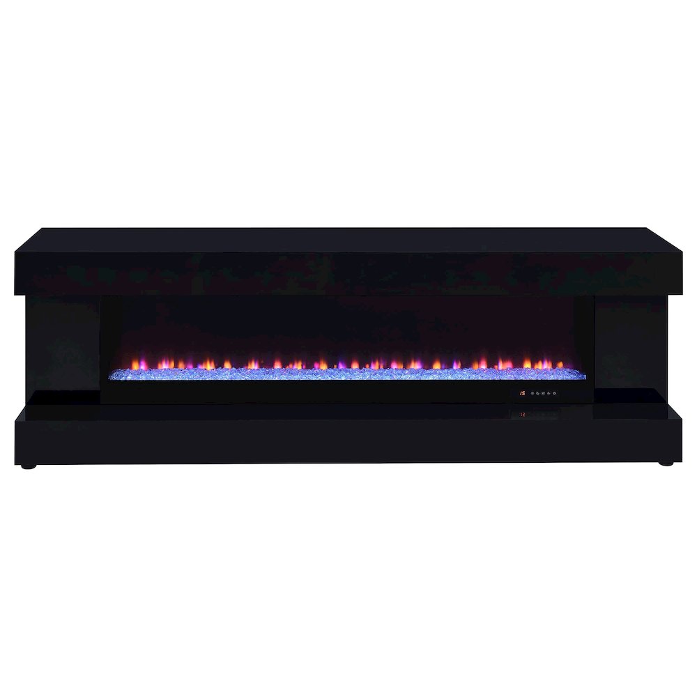 Mallory TV Stand Fireplace Console Bluetooth Speaker Black High Gloss