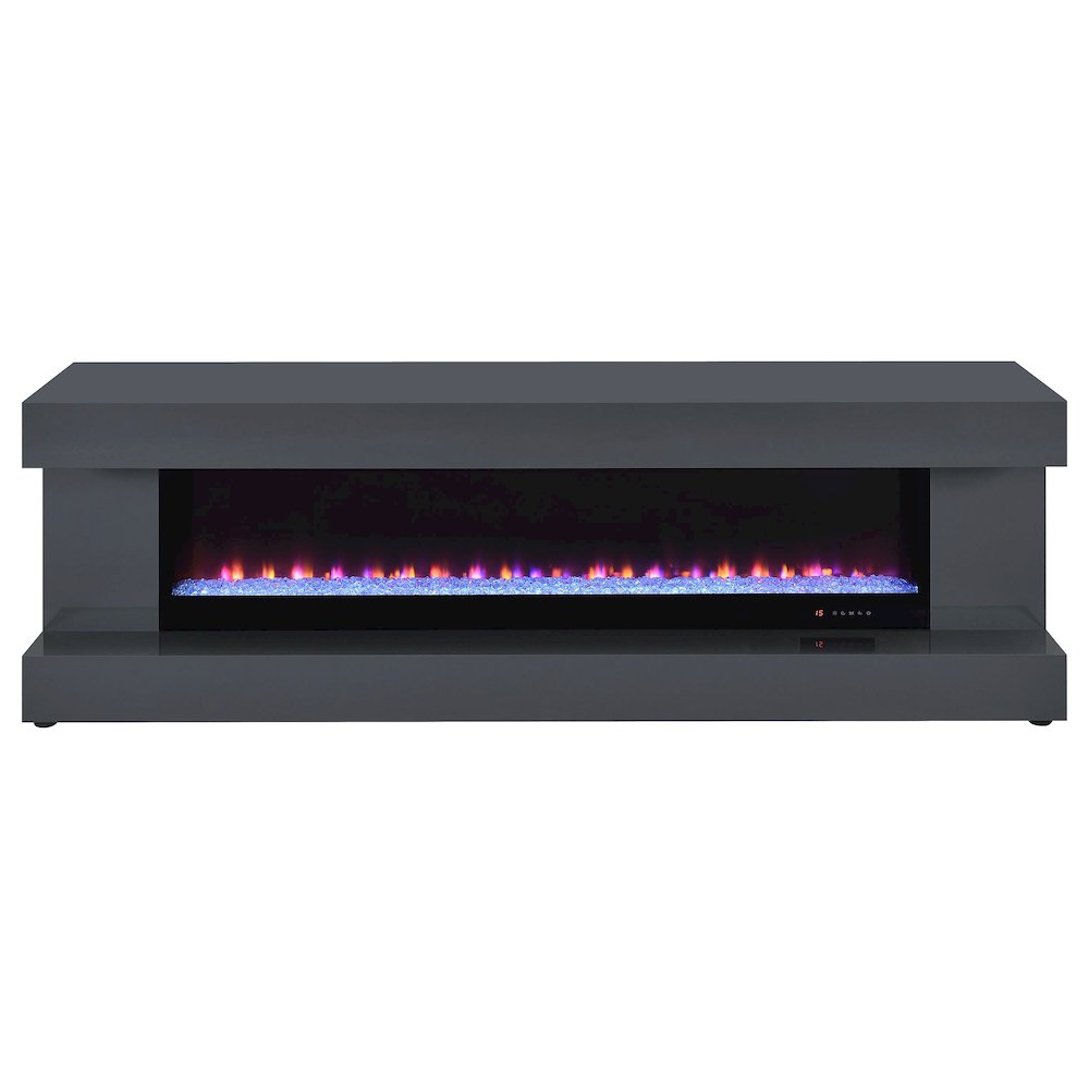 Mallory TV Stand Fireplace Console Bluetooth Speaker Grey High Gloss