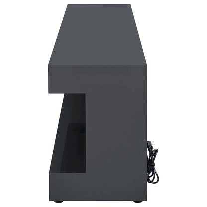 Mallory TV Stand Fireplace Console Bluetooth Speaker Grey High Gloss