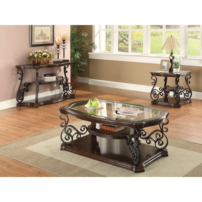 Laney 1-shelf Glass Top Rectangular Coffee Table Deep Merlot