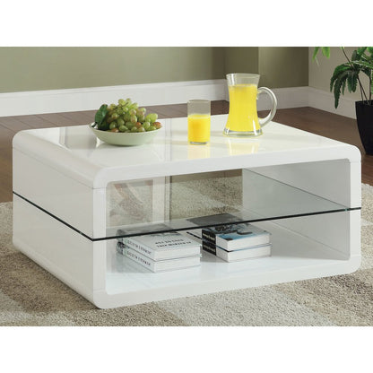 Elana 1-shelf Rectangular Coffee Table White High Gloss
