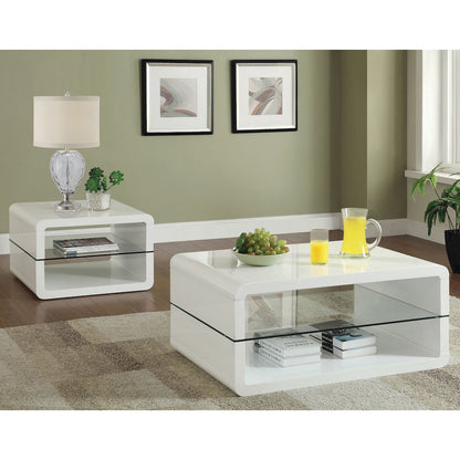Elana 1-shelf Rectangular Coffee Table White High Gloss