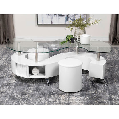 Buckley 3-piece Coffee Table and Stools Set White High Gloss