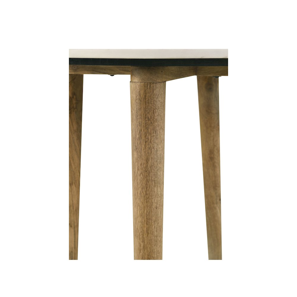 Aldis Round Marble Top Side End Table White and Natural