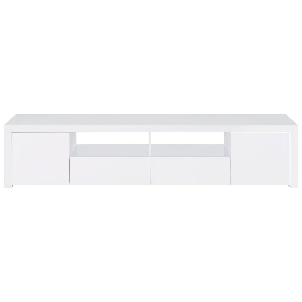 Jude 2-door Engineered Wood 79" TV Stand High Gloss White