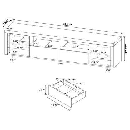 Jude 2-door Engineered Wood 79" TV Stand High Gloss White