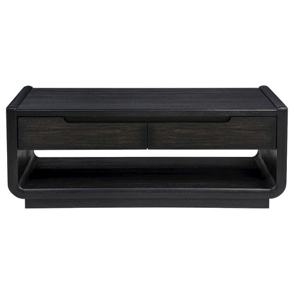 Leandro 2-drawer Wood Cocktail Coffee Table Burnished Black