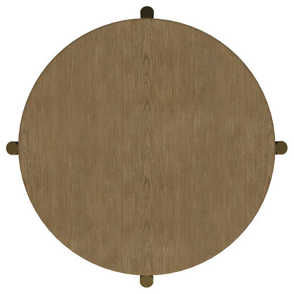 Arini Round End Side Table With Storage Shelf Sand Wash