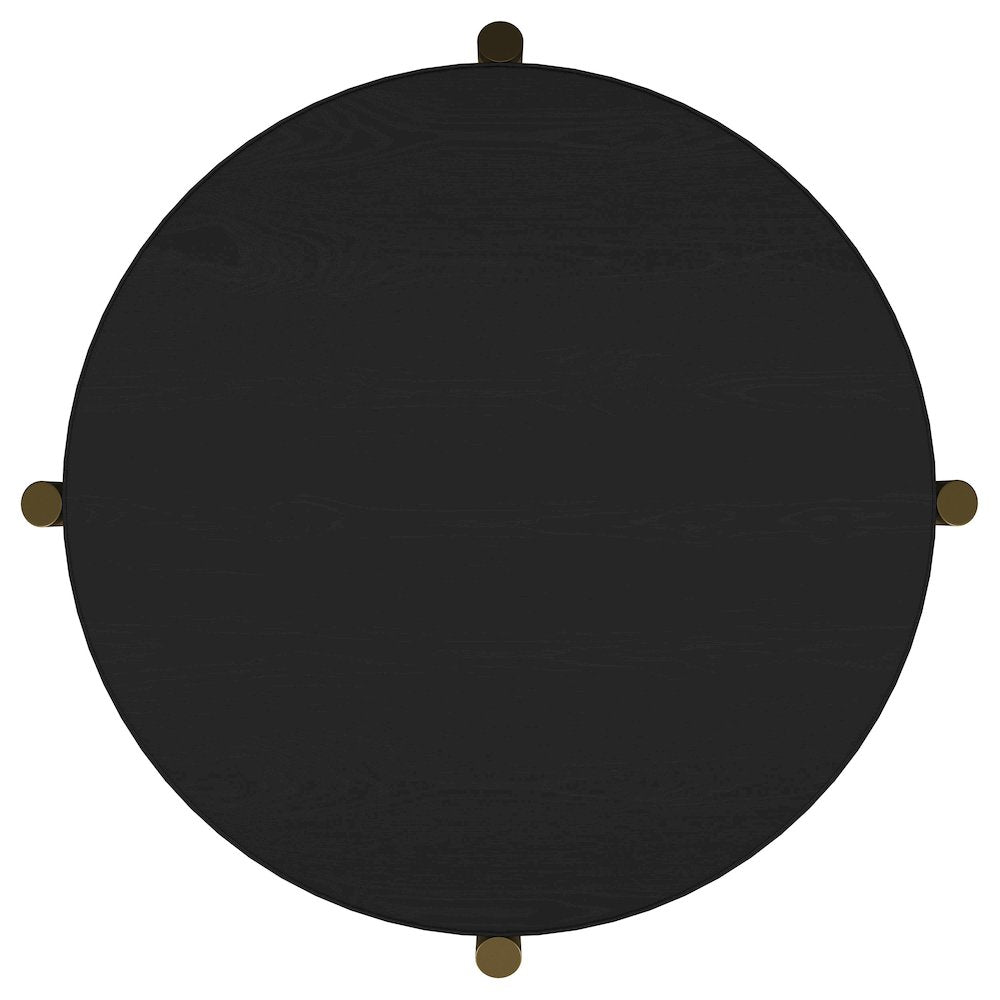 Arini Round End Side Table With Storage Shelf Black