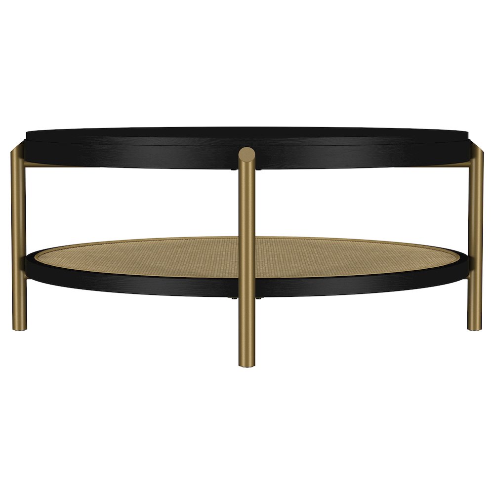 Arini Round Coffee Table With Storage Shelf Black