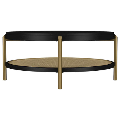 Arini Round Coffee Table With Storage Shelf Black
