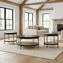 3-Piece Black Round Coffee and End Table Set with Sturdy Frame