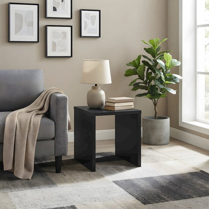 Melamine Square End Table with Engineered Wood Core for Living Room, Black