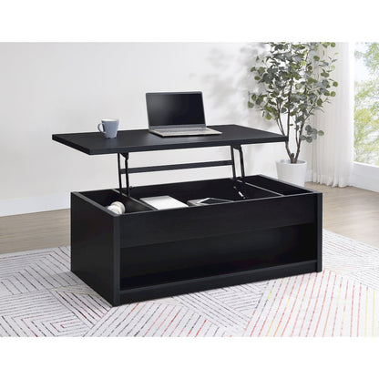 Knapp Lift Top Cocktail Coffee Table with Dual Drawers Black