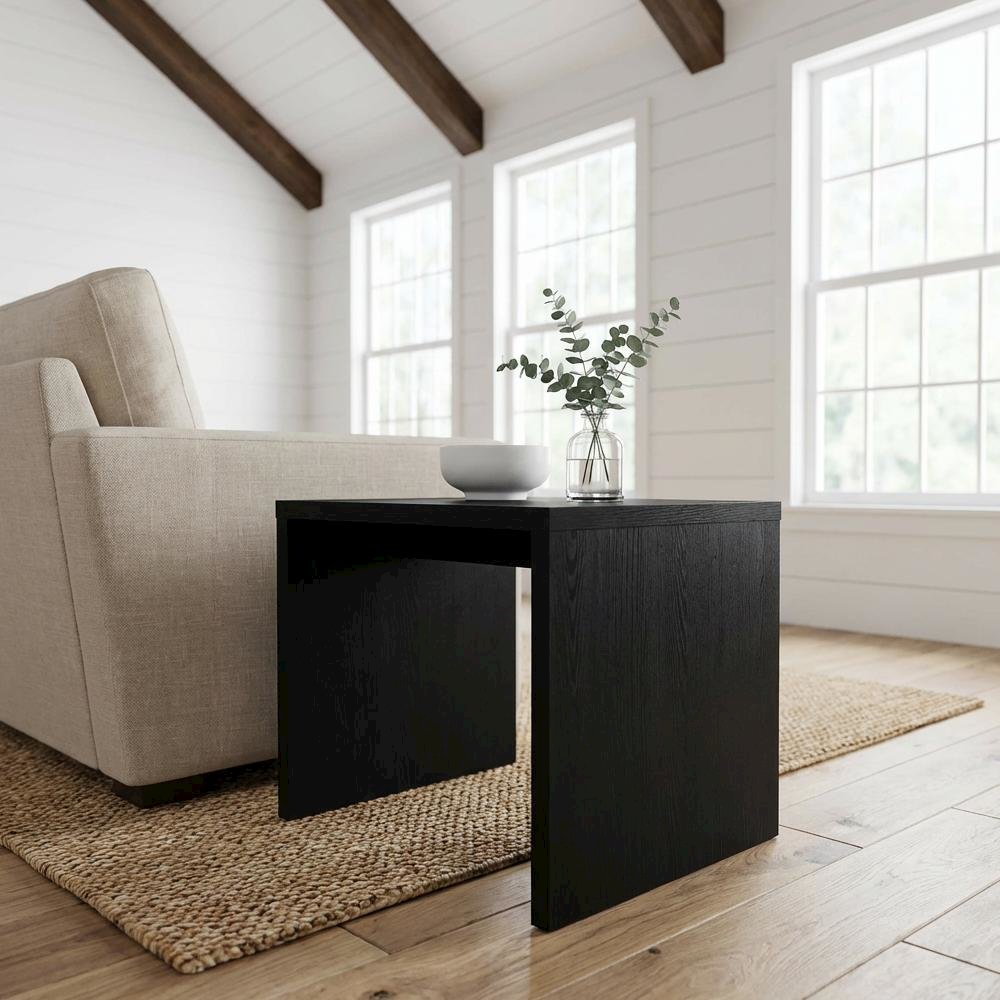 Black 2-Piece Lift Top Coffee and End Table Set, Casters, Contemporary Design