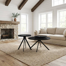 2-Piece Round Black Coffee and End Table Set with Levelers