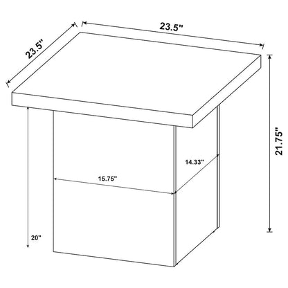 Modern Square End Table, Black Laminate Veneer, Scratch-Resistant