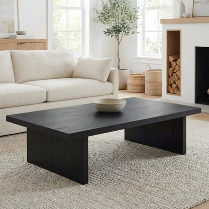 Rectangular Black Engineered Laminate Coffee Table with Contemporary Design